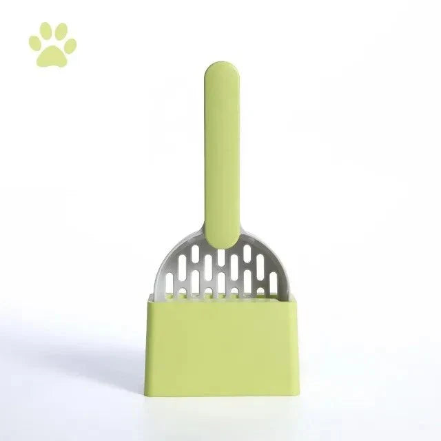 Premium Multi-Function Cat Litter Scoop with Self-Cleaning Base in Coffee Pink Colour