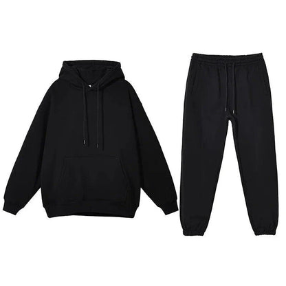 Cosy fleece hoodie and jogger set in light pink, grey, and navy blue colours for ultimate comfort and style