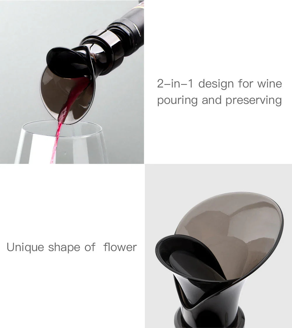 Elegant petal-shaped red wine pourer with a sleek design to enhance the flavour and aroma of your favourite red wines