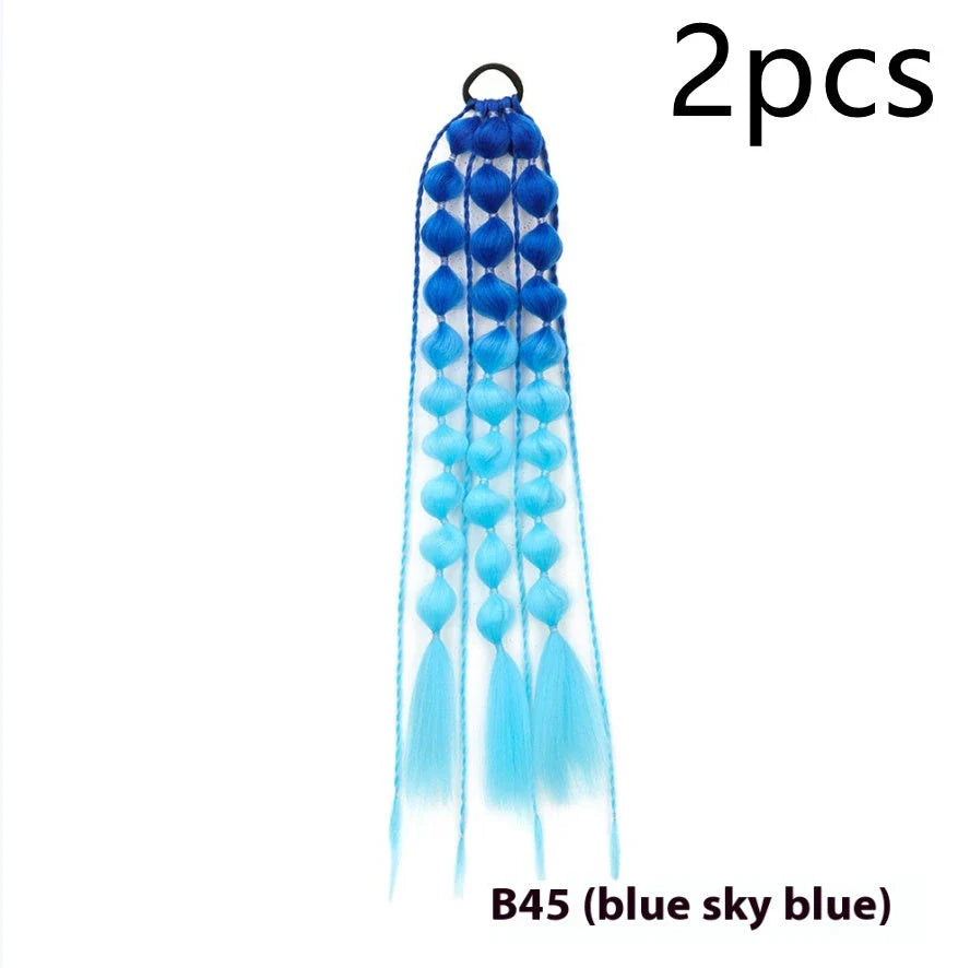 Elegant bubble braid wig in various vibrant lantern-inspired colours