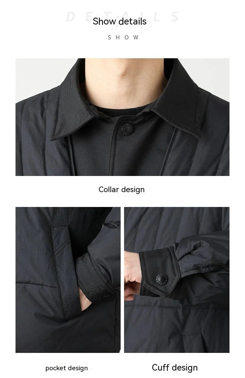 A premium lightweight down jacket in a sleek, tailored design for the stylish British gentleman