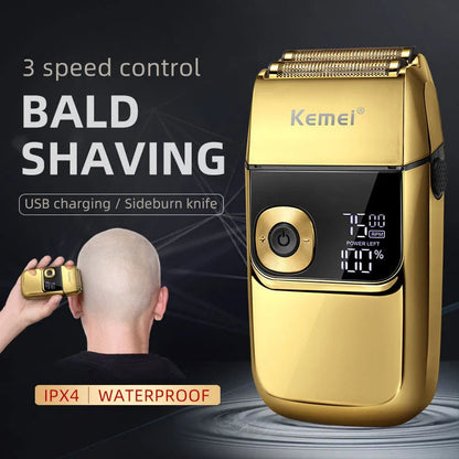 Premium 2-in-1 Electric Foil Shaver with Adjustable Speed Settings, Waterproof Design, and Automatic Cleaning Function