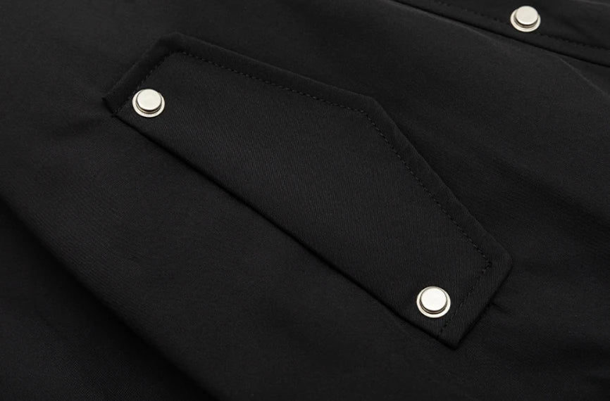 Premium high-street workwear jacket for men in black and purple colours, featuring a sleek, modern silhouette and durable construction.