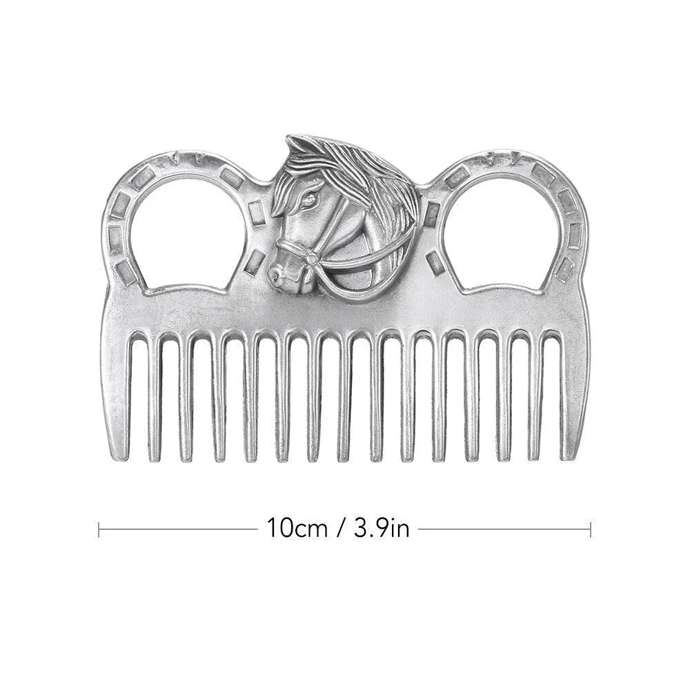 Premium aluminium horse grooming comb with rounded teeth and ergonomic handle for efficient and gentle coat care