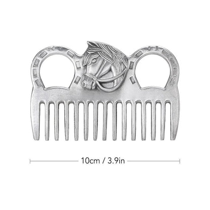 Premium aluminium horse grooming comb with rounded teeth and ergonomic handle for efficient and gentle coat care