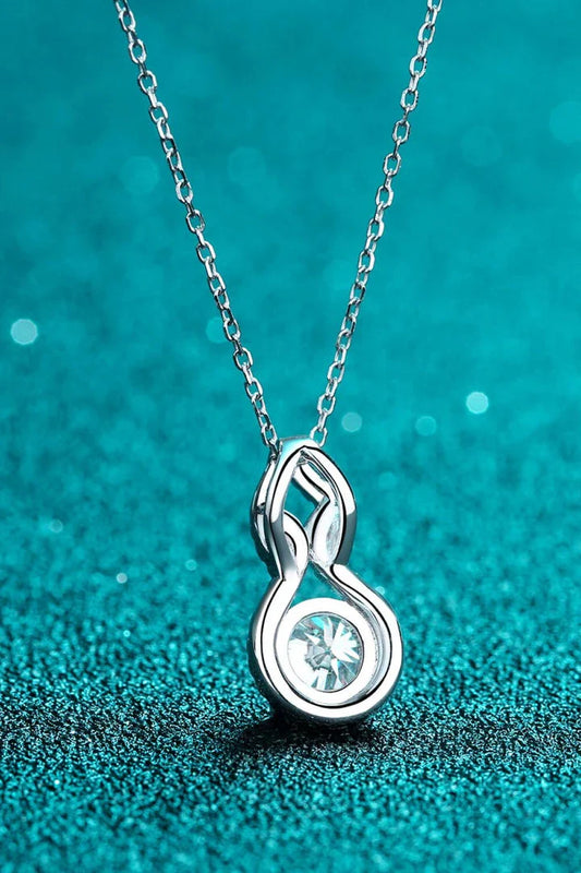 Premium 1 Carat Moissanite Pendant Necklace in 925 Sterling Silver with Rhodium Plating and Zircon Accent Stones