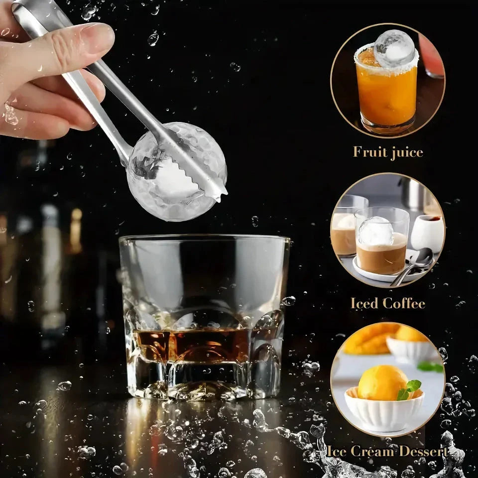 Exceptional 4-hole ice ball mould made from premium food-grade silicone and plastic for creating perfectly chilled drinks