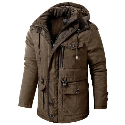 A premium fleece-lined and cotton-padded winter coat for plus-size men, available in a range of classic colours.