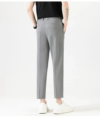 Men's sophisticated stretch trousers with tailored pencil fit, available in a range of classic colours