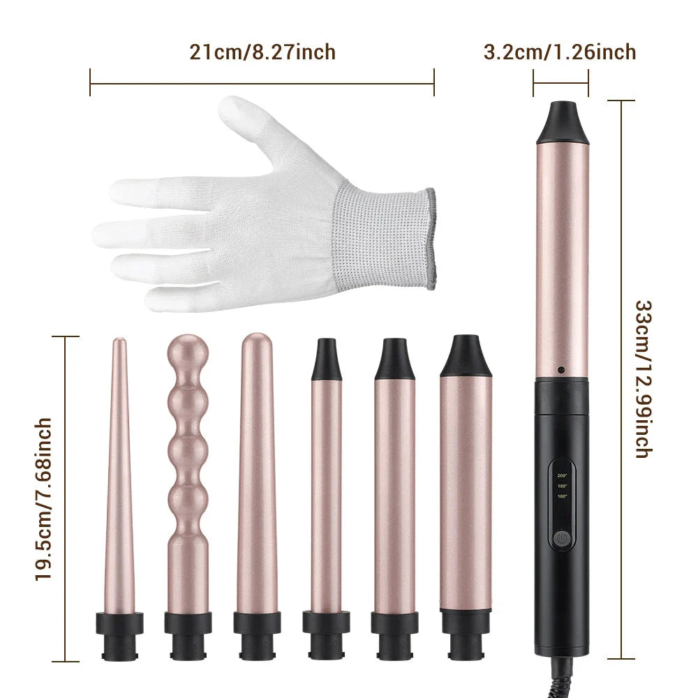 Premium 6-in-1 Fast Heating Hair Waver Iron with Automatic Temperature Control for Salon-Quality Curls at Home
