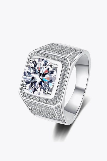 Elegant 925 sterling silver ring featuring a mesmerizing moissanite centre stone and delicate zircon accent stones