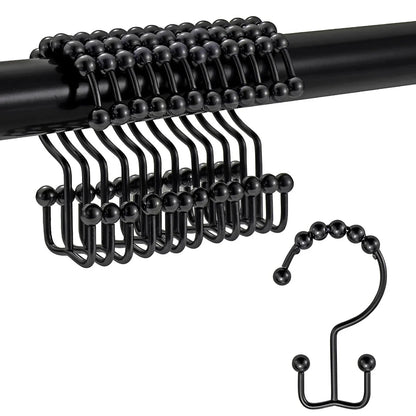 Premium 12-Pack Metal Double Glide Shower Curtain Hooks in Nickel Finish