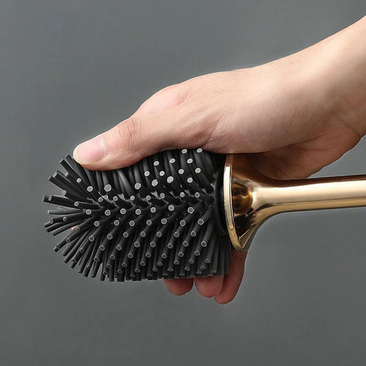 Trendha Long Handle Silicone Toilet Brush with Wall-Mounted, Punch-Free Design for Effortless Bathroom Cleaning
