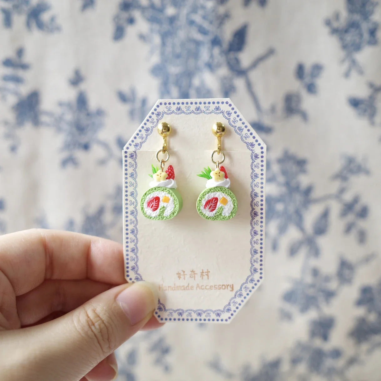 Handcrafted dessert-inspired earrings in copper color, featuring unique cookie, cake, and snack designs