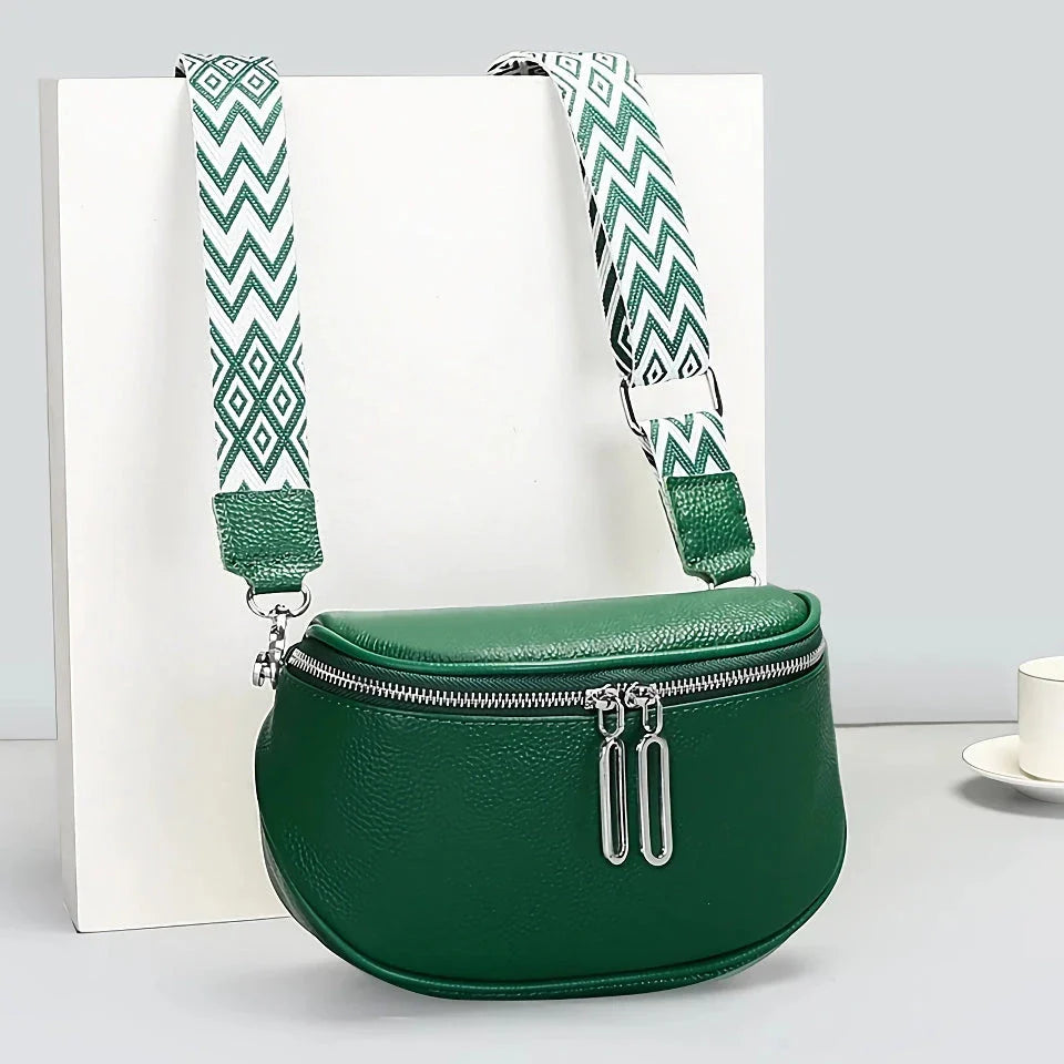 Premium genuine leather tote bag with adjustable strap and interior compartments for fashion-forward women