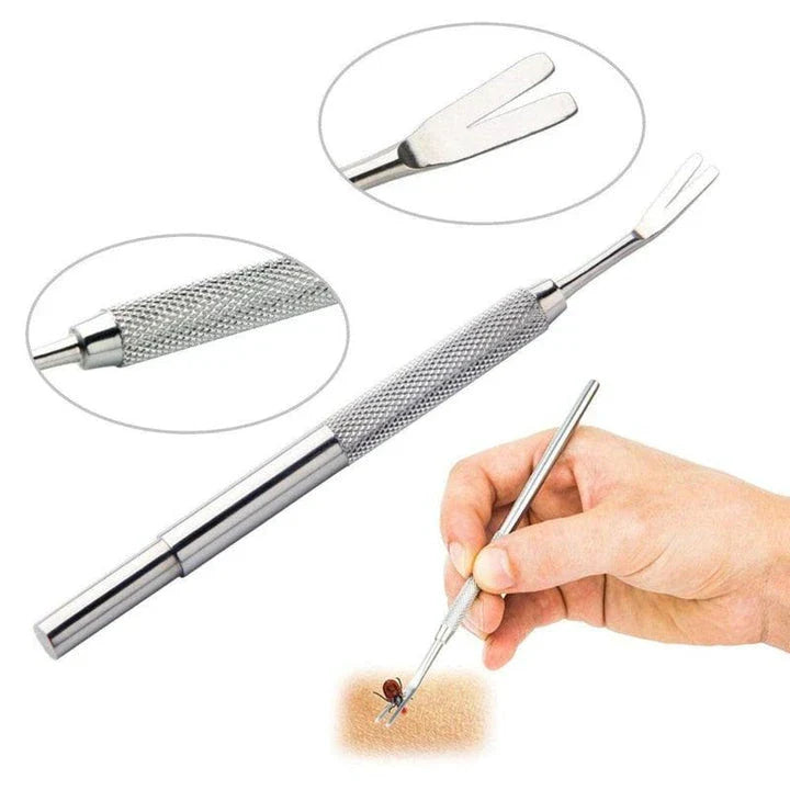 Premium stainless steel pet flea treatment tweezers with dual-ended precision design for effective flea removal