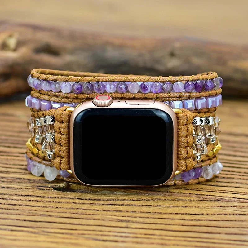 Handcrafted crystal bead watch strap in a bohemian-inspired design