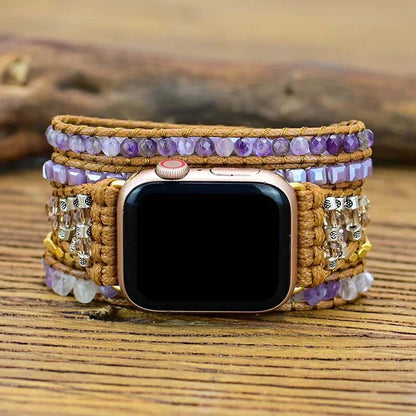 Handcrafted crystal bead watch strap in a bohemian-inspired design