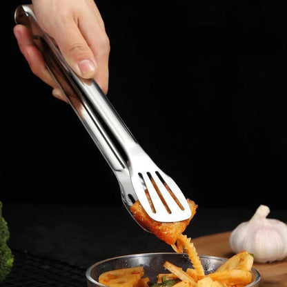Premium 304 stainless steel BBQ tongs with ergonomic non-slip grip for durable and versatile grilling and cooking