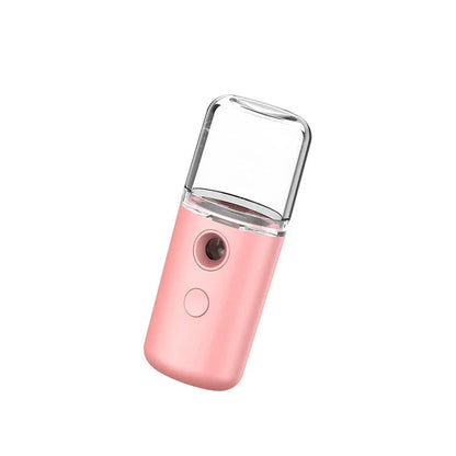 Compact USB Powered Nano Facial Mist Sprayer in pink colour for deep hydration and a radiant glow