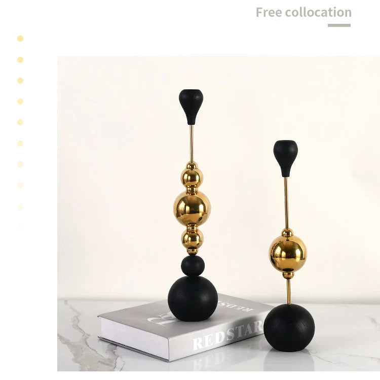 Elegant stainless steel and wooden candlestick set with a captivating design that creates a soothing ambience in any living space