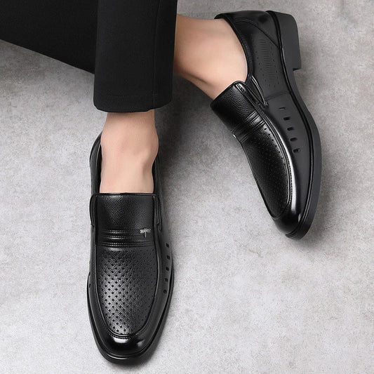 Premium British-crafted leather summer shoes for men in black and brown colors
