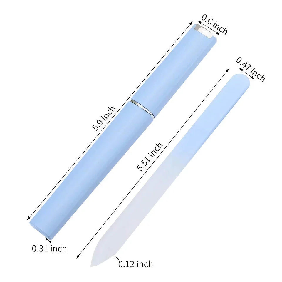 Premium British glass nail file with protective case for healthier, smoother nails