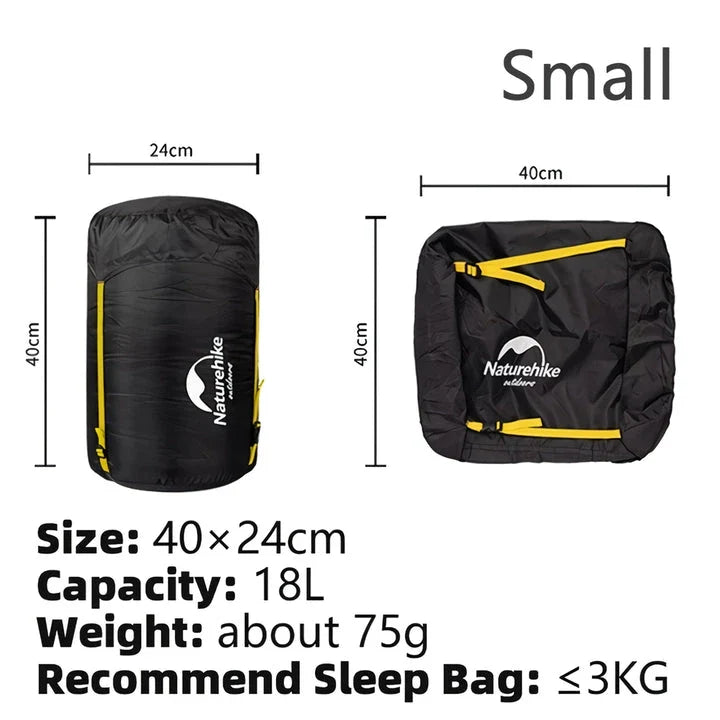 Versatile Splash-Proof Compression Storage Sack for Sleeping Bags - Durable Nylon Design, Water-Resistant, Optimal Compression, Lightweight and Portable