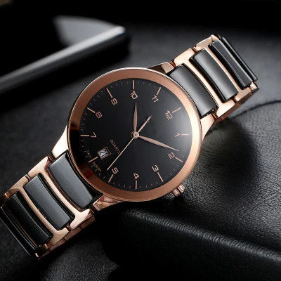 Trendha Digital Scale and Classic Ceramic Watch with Calendar in Rose Gold, Silver, and Rose Gold Classic Colours
