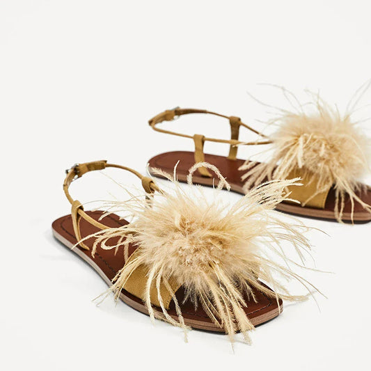 Fairy Beach Flat Bohemian Roman Sandals in ginger colour, featuring a unique Bohemian-inspired design and comfortable, durable construction.