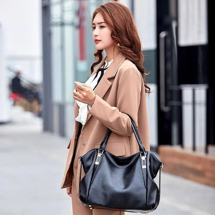 Premium Casual Chic Shoulder Bag in Blue colour, featuring a spacious interior, soft PU material, and a timeless design for the modern British woman.