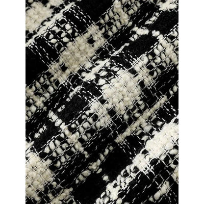 Stylish plaid contrast woollen women's short jacket in United Kingdom fashion