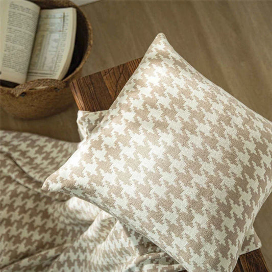 Sophisticated houndstooth pattern throw pillow cover made of 100% premium cotton for a luxurious, classic look