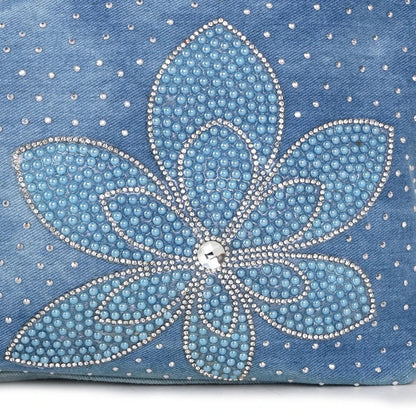 Light blue denim crossbody bag with sparkling diamond-inspired detailing from Trendha