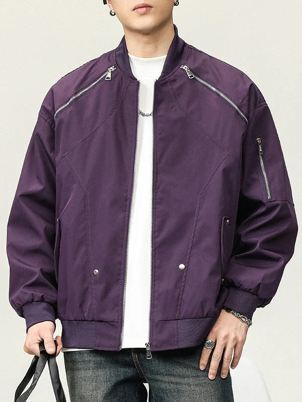 Premium high-street workwear jacket for men in black and purple colours, featuring a sleek, modern silhouette and durable construction.