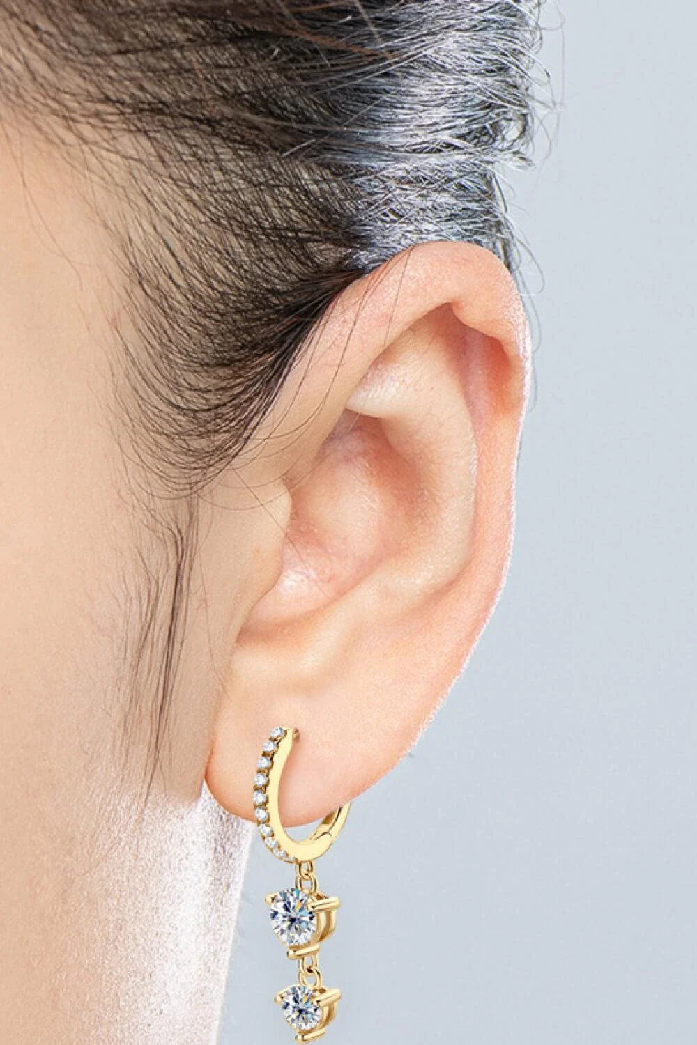 Elegant Moissanite Drop Earrings in Refined Sterling Silver with Platinum and 18k Gold Plating