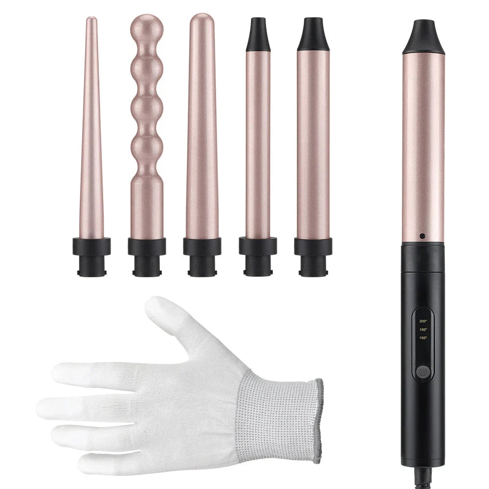 Premium 6-in-1 Fast Heating Hair Waver Iron with Automatic Temperature Control for Salon-Quality Curls at Home
