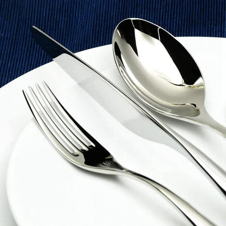 Premium Classic 24-Piece Tableware Set in Stainless Steel with Elegant Design and Exceptional Durability
