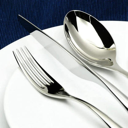 Premium Classic 24-Piece Tableware Set in Stainless Steel with Elegant Design and Exceptional Durability