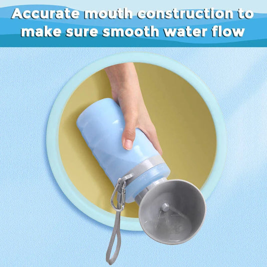 Portable dog water bottle with foldable drinking cup bowl, made of durable and food-grade plastic for safe hydration on walks, hikes, and outdoor activities.