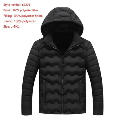 Grey men's padded jacket with cotton-polyester blend for warmth and comfort