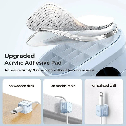 6-pack magnetic cable clips organiser with adjustable cord holder for desk, car, and home use