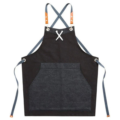 Premium black restaurant barista apron made of durable canvas for café and restaurant staff