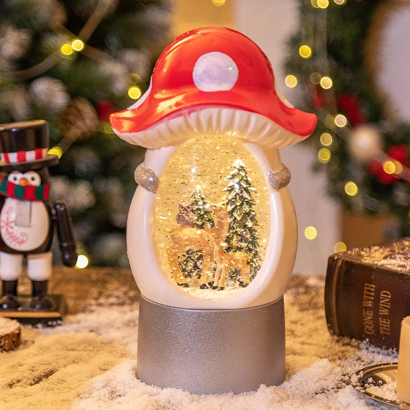 Enchanting Christmas crystal ball decoration with snowman or deer design and built-in musical mechanism