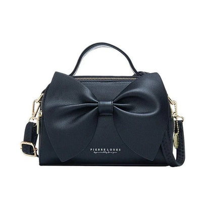 Elegant brown Korean-inspired bow shoulder bag with adjustable strap and roomy interior