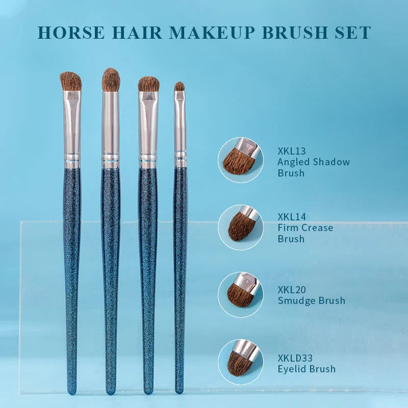 Exquisite 4-piece eyeshadow and concealer makeup brush set with natural goat hair and synthetic fibres for flawless makeup application