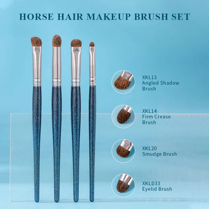 Exquisite 4-piece eyeshadow and concealer makeup brush set with natural goat hair and synthetic fibres for flawless makeup application