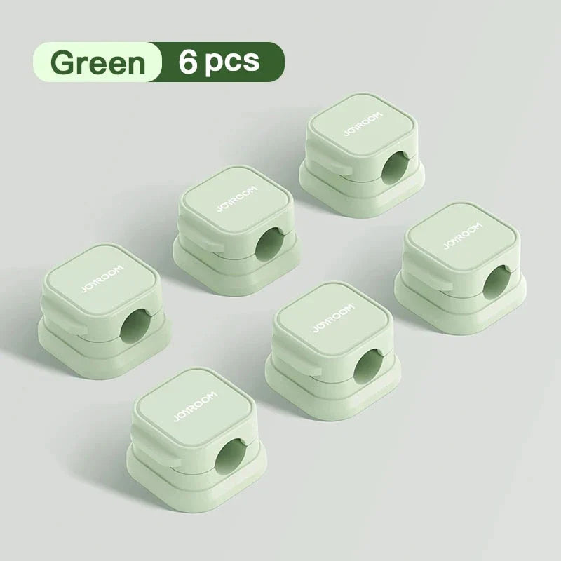 6-pack magnetic cable clips organiser with adjustable cord holder for desk, car, and home use