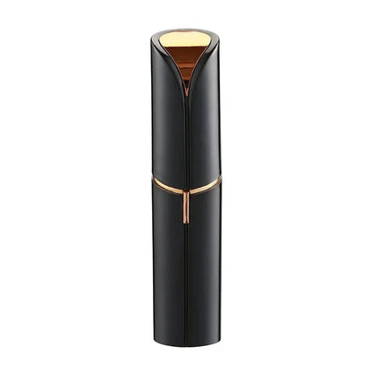 Discreet, lipstick-shaped facial hair remover for women with precision blades and battery-powered operation
