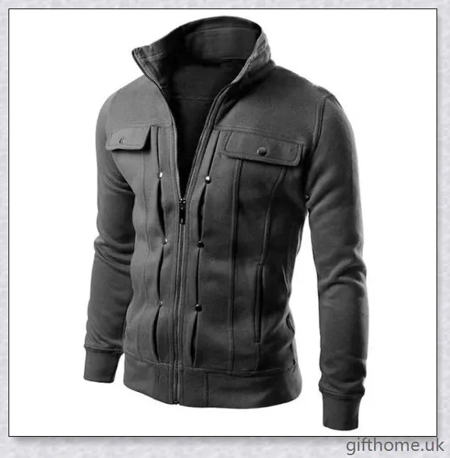 A stylish cardigan jacket made of a blend of polyester and cotton, offering a comfortable and versatile design for everyday wear.